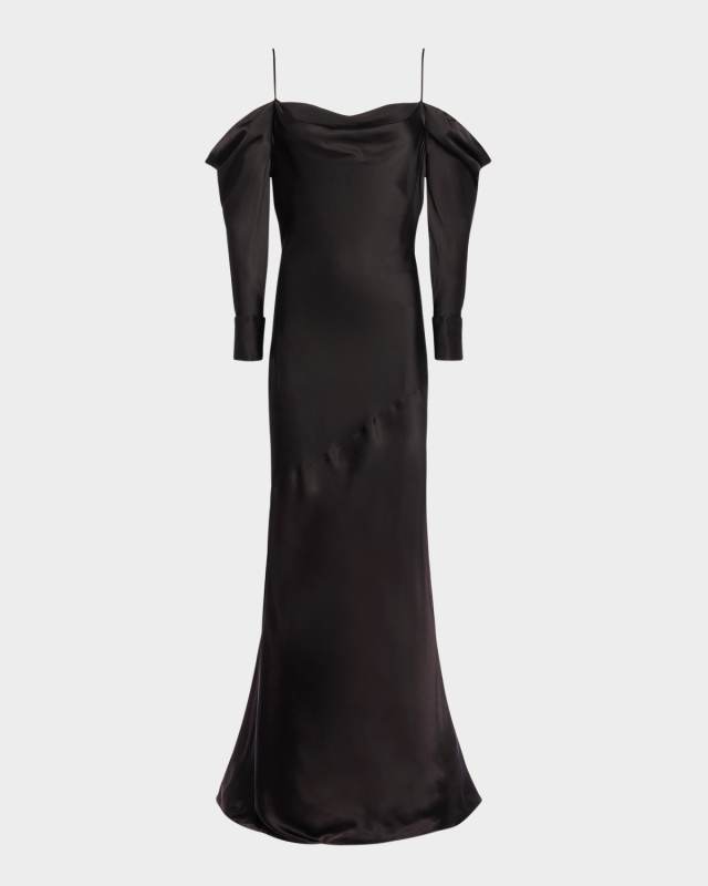 Melly French-Cuff Silk Maxi Dress